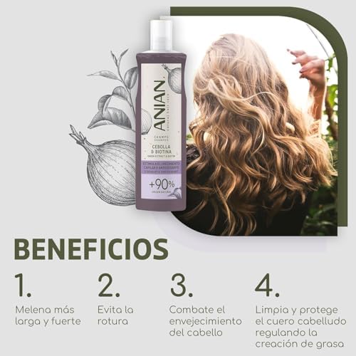 - Champô de cebola e biotina, 100 ml, para cabelo quebradiço, estimula o crescimento capilar, limpa e fortalece profundamente a estrutura capilar, não cheira a cebola