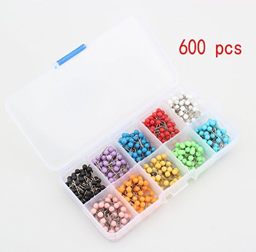 MonstGear 600 pcs 10 colors Push Pins Map tacks 1/8 inch Plastic Head With Steel Point(each color 60 pcs)
