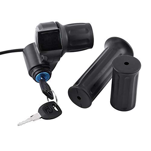 Electric Bike Throttle Grip Twist,Electric Bike Throttle Grip,12V 99V Electric Bike Throttle Grip Twist, Electric Bike Scooter Half Wrist Twist Grip Throttle Handle with LED Display Key Knock