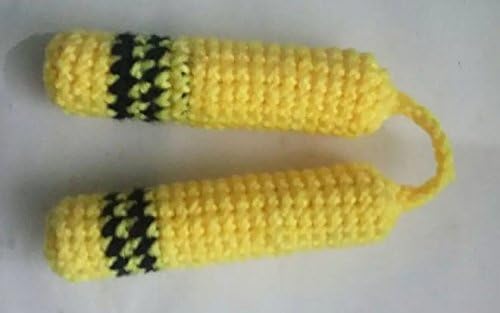 Yellow Nylon Wool Blend Yarn Hand-crocheted Nunchaku Shape Keychain