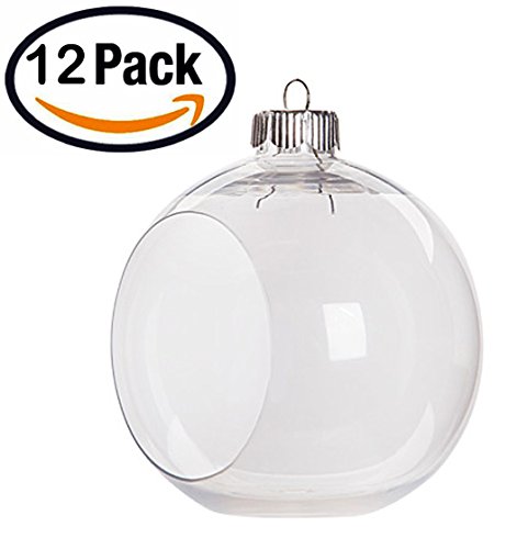 Creative Hobbies Clear Plastic Ornament Balls, Open Front with Flat Bottom, Great for Terrariums, 3.25 Inch (83 mm), Box of 12 Pieces