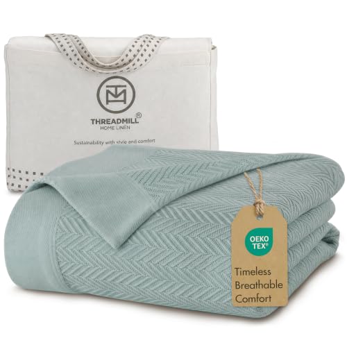 Threadmill Cotton Herringbone Queen Blanket