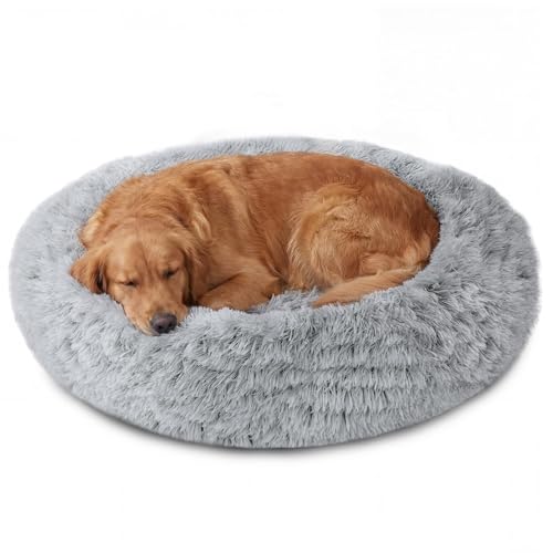 JOLLYVOGUE Calming Large Dog Bed Smoke Grey