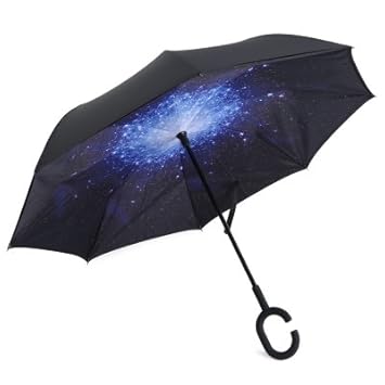 Hastip Rain Protection Windproof Reverse Folding Double Layer Umbrella with C-Shaped Handle