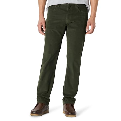 Amazon Essentials Men's Straight Fit 5 Pocket Corduroy Pant, Dark Olive, 35W x…