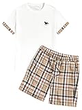 GORGLITTER Men's Plaid Print Casual Short Sleeve T