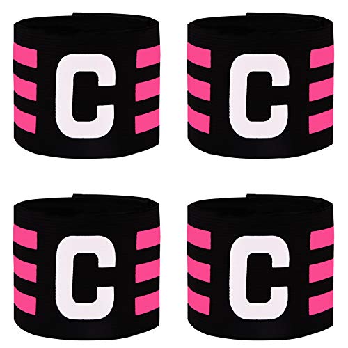 Ancefine Adult Youth Elastic Soccer Captain Armband,4-Pack (Black)