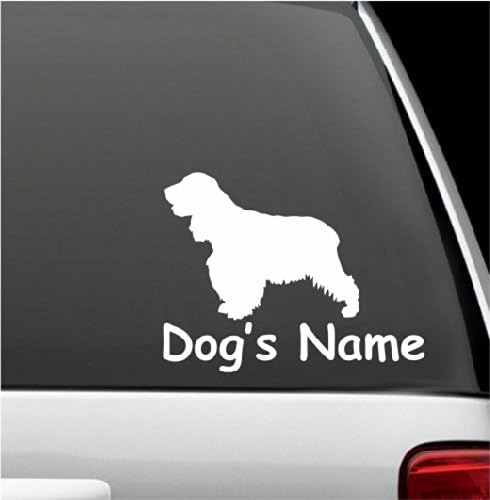 natashacustomjewelry 5" X 6" Personalized English Cocker Spaniel Dog with Script Name Vinyl Decal