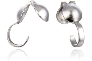 100pcs Adabele 304 Grade Stainless Steel Clamshell Calotte Bead Tip End Cap Knot Cover Open Hook (4mm/0.16 Inch Cup) DIY Craft Jewelry Making SJF82