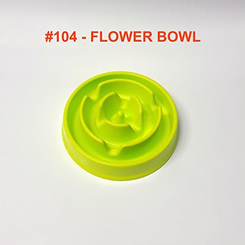 Alpha Dog Series Fun Feeder Slow Feeder Interactive Bloat Stop Dog Bowl (104 - FLOWER, NEON YELLOW)