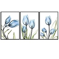 Framed Canvas Wall Art X-Ray Flowers Canvas Prints Home Artwork Decoration for Living Room,Bedroom - 16