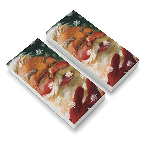 Christmas Holiday Santa Claus Tasting Snowflakes Eraser Set of 2