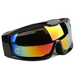 ALUONI Adjustable UV Protective Outdoor Glasses Motorcycle Goggles Dust-proof Protective Combat Goggles Military Sunglasses Outdoor Tactical Goggles to Prevent Particulates in Colorful Lens