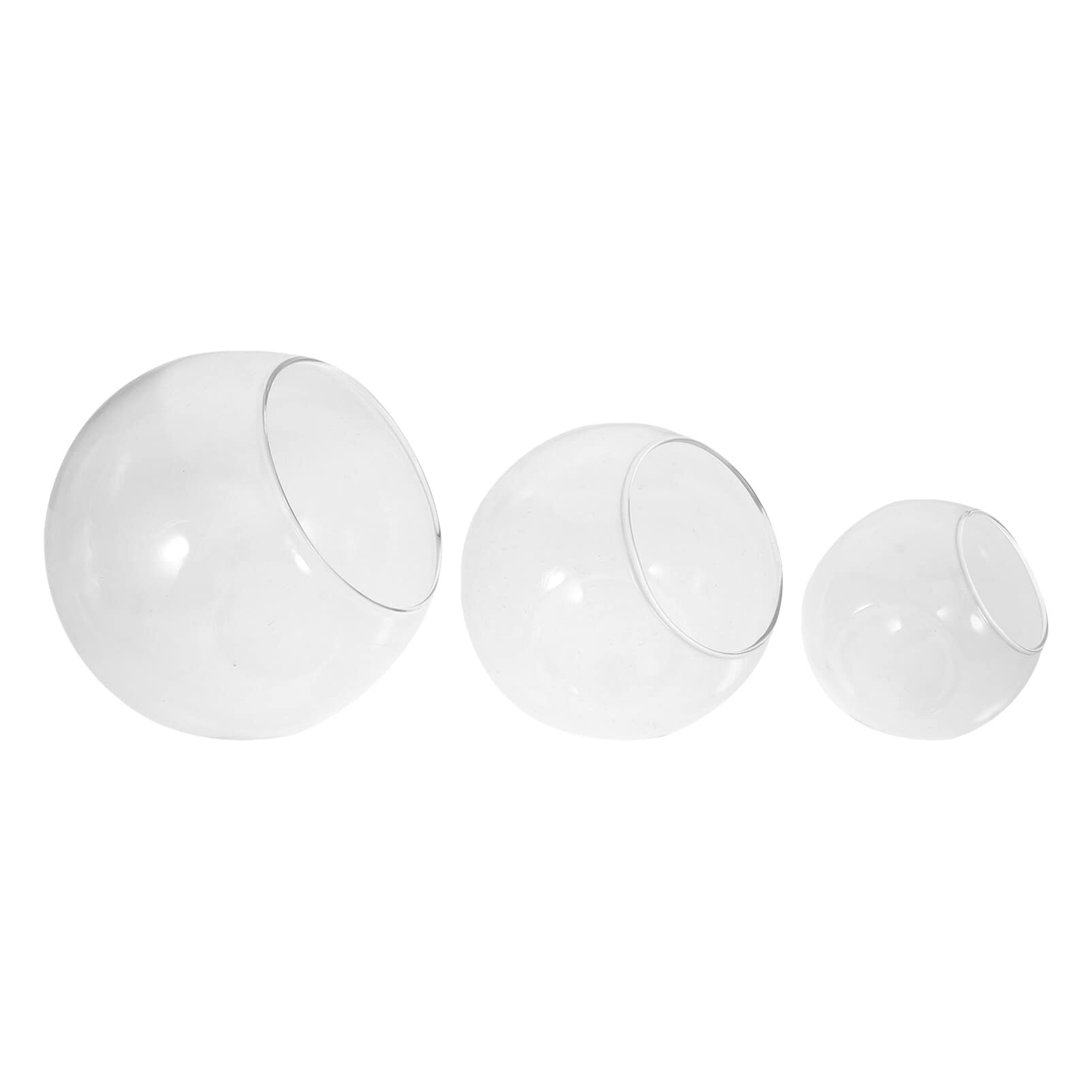 YARNOW 3pcs Clear Glass Vase Glass Terrarium Slant Cut Fruit Container Fish Bowl Plant Terrarium Slant Cut Globe Vase Centerpiece Round Flower