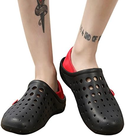 Han Shi™ Quick-Drying Water Shoes Mens Non-Slip Breathable Slippers Beach Sandals (Black, 9)