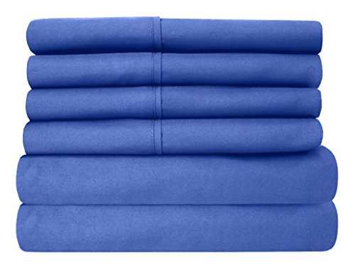 Sweet Home Collection 6Piece 1500 Threadcount Egyptian Quality Deep Pocket Bed Sheet Set - 2 Extra Pillow Cases, Great Value - Queen, Royal Blue