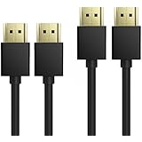 MoKo HDMI Cable (3.3 Feet), 2-Pack High Speed HDMI 2.0 Cord, Supports Ethernet, 3D, 4K Ultra HD, Audio Return, Blu-ray Player, PS4, PS3, A/V Receiver (Black)