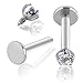 4PCS Labret Monroe Lip Ring/ Tragus/ Helix Earring Piercing,Surgical Steel Hypoallergenic Lead and Nickel Free, 8mm Bar Length 3mm Cubic Zirconia (4PCS:silver)