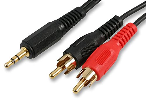 Pro Signal PSG00198 3.5mm Stereo Jack Plug to 2x Phono (RCA) Plugs Lead, 5m, Black