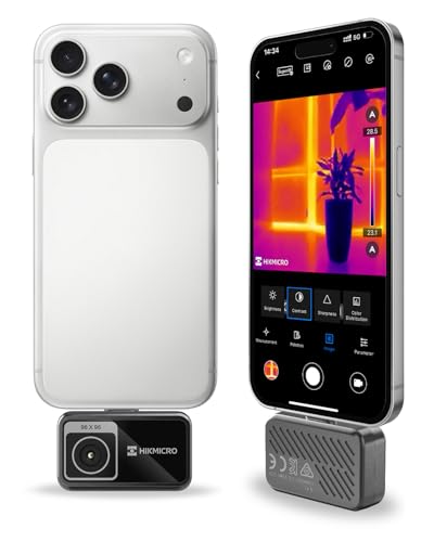 Hikmicro Minie Thermal Camera iPhone & Android, 192 * 192 SuperIR Resolution, Thermal Imaging Camera No Battery for Phone/Tablet, USB C/Lightning Port,Support iPhone 15/16/17 iOS
