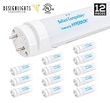 Hyperikon T8/T10/T12 LED 4FT Light Tube, 6000K (Super Bright White), 2260 lumens, Dual-End Powered, Ballast Compatible, 18W (40W equivalent) Frosted Cover, UL (12 Pack