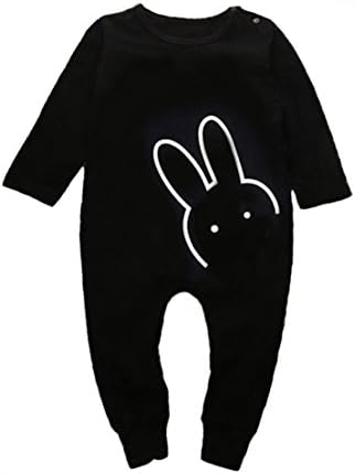 Zekyy Cotton Newborn Infant Baby Boys Girls Cartoon Rabbit Romper Bunny Printed Long Sleeve Jumpsuit Zipper Playsuit Outfits (0-6Months)