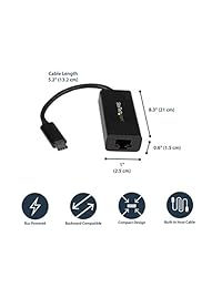 startech USB C a Gigabit   Adaptador de conector Ethernet con suministro de alimentación (USB PD)   Power Pass a través de carga   usc c Ethernet, Negro Estándar