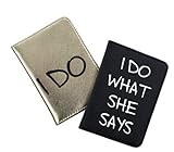 Passport Wallets Travel Holder Set: I Do Bridal Slim Waterproof PassportCase Covers & Organizer Slots for ID, Money & Credit Card - Black & Gold