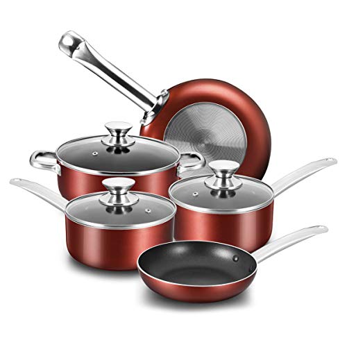 COOKER KING Nonstick Cookware Set, 8Piece Nonstick Pots and Pans Set