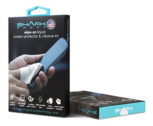Shark Proof Liquid Glass Wipe-On Screen Protector. Invisible, Scratch Resistance and 100% Bubble Free. Fits Any Make or Model of Phone & Tablet Screen, lasts up to 1 year. (Two-Pack)