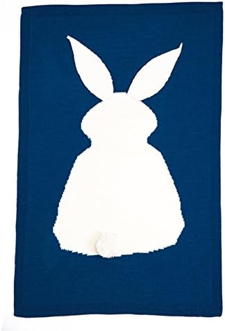 Habudda Baby Knitted Blanket Bunny Ear Infant SleepSwaddle Cute Rabbit Infant Toddler Baby Newborn Quilt Comforter Blanket Warm Baby Rugs 42”30” (Navy)