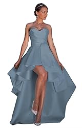 NLQ Satin Prom Dresses for Women Strapless High Low