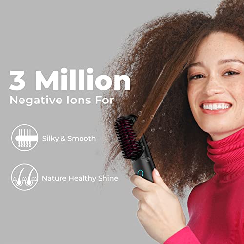 TYMO Cordless Hair Straightener Brush Mini Portable Heated Brush for