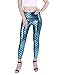 HDE Women Shiny Mermaid Leggings Liquid Wet Look Fish Scale Metallic Tight Pants (Teal, Medium)
