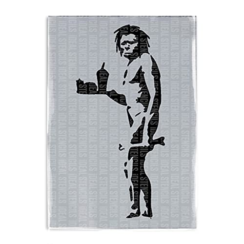 Banksy Caveman Stencil | Home Decor Art Painting Stencil | Reusable (Large A2-25X54CM)