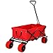 Ollieroo Outdoor Utility Wagon Folding Collapsible Garden Beach Snow Shopping Cart with 7''x4'' Thick Rubber Wheels 150 Pound Capacity Red