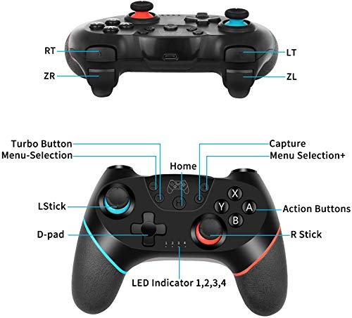 Gamory Wireless Controller for Nintendo Switch,Wireless Pro Controller for Nintendo Switch, Switch Controllers Gamepad with Adjustable Turbo Dual Shock Gyro Axi