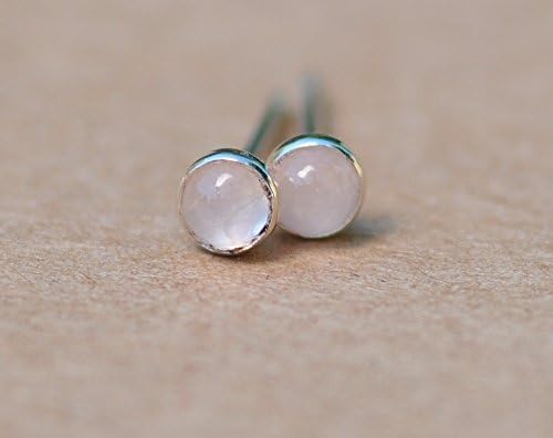 Rose quartz earrings with sterling silver studs