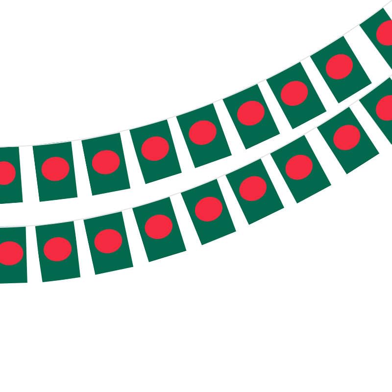 Pandiui23 Bangladesh Flag 40 Pcs Bangladesh Flag, Bangladesh Garland 11.4M, National Flag 5.5 x 8.3 Inch for Bar Decorations