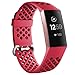 Wepro Band Compatible with Fitbit Charge 4 Bands for Women Men, Compatible with Fitbit Charge 3 Bands, Waterproof Breathable Holes Sport Strap for Charge 4/Charge 3/Charge 3 SE, Large, Wine Red