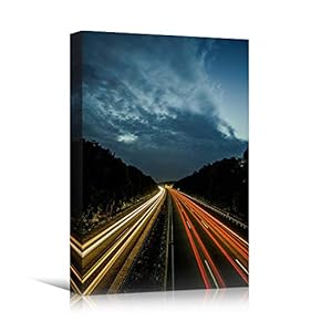 signwin Canvas Wall Art Road Lights Cityscape Colorful...