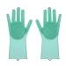 LIVINGENIE 13 Magic SakSak Silicone Brush Scrubber Gloves Heat Resistant, for Dish wash, Cleaning, Pet Hair Care (Mint)