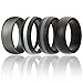 Silicone Wedding Ring For Men By ROQ, Silicone Rubber Band - Black, Grey, Silver, Beveled Metallic Platinum, Size 13