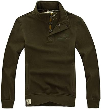 Fashionback Men's Slim Fitted Fashion Cotton Autumn Fashion Sweatshirts 5 Sizes Army Green 3XL