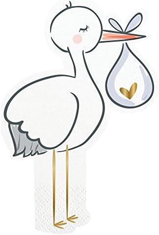 Stork Themed Napkins - Baby Shower, Gender Reveal Party, Sip and See Party (1 Package, 20 Count)