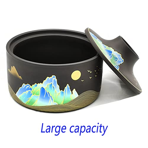 Outdoor Ashtray for Weed - Cigar Ashtrays HSimpleStyle 5.1Inch Ash Tray Suitable for Cigar and Cigarette, Ceramic Ashtray with Lid as a Vase Suitable for Home, Office, Patio, Yard, Indoor, Outdoor