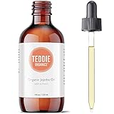 Teddie Organics Golden Jojoba Oil 100% Pure Organic Cold Pressed and Unrefined 4oz  Natural Oil Moisturizer for Face Hair and Healthy Skin