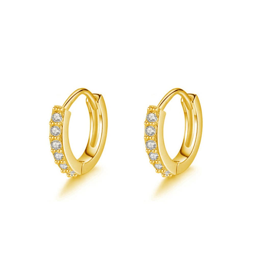 6mm Small Tiny Mini Hoop Earrings Cubic Zirconia Sterling Silver Ear Cuff for Cartilage Pierced Women Teen Girls Huggie Hoops Dainty Fashion Gifts stylish anniversary christmas holiday (Gold)