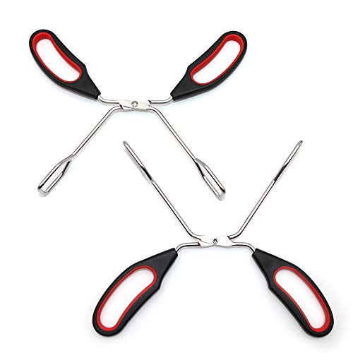 ZLONG Kitchen Stainless Steel Scissor Tongs with Plastic Silicone Handle for Food Cooking Baking Barbecue BBQ Grilling 9.5 Inch (2 Pieces)
