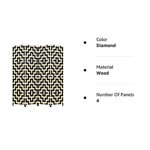 Room Divider Wood Screen 4 Panel Wood Mesh Woven Design Room Screen